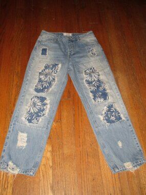 WE THE FREE Distressed Button-Fly Jeans